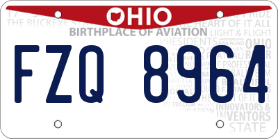 OH license plate FZQ8964