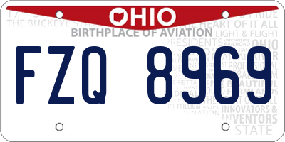 OH license plate FZQ8969