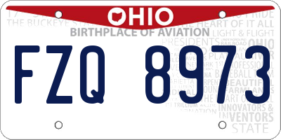 OH license plate FZQ8973