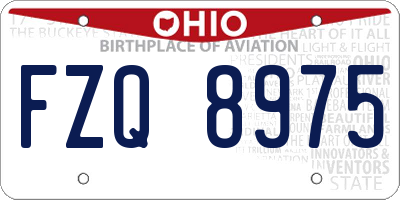 OH license plate FZQ8975