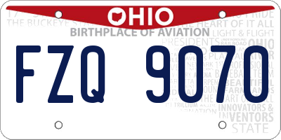 OH license plate FZQ9070