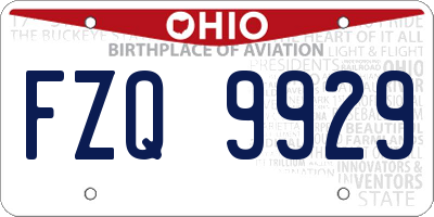 OH license plate FZQ9929