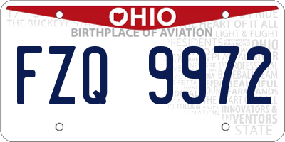 OH license plate FZQ9972