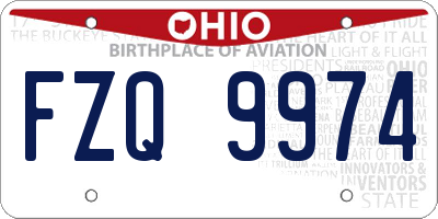 OH license plate FZQ9974