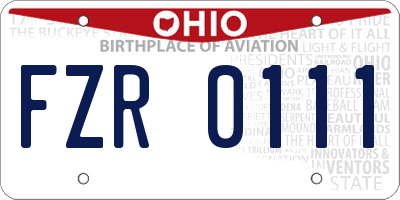 OH license plate FZR0111