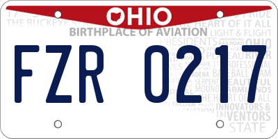 OH license plate FZR0217