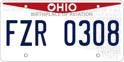 OH license plate FZR0308