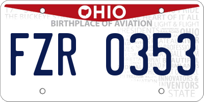 OH license plate FZR0353