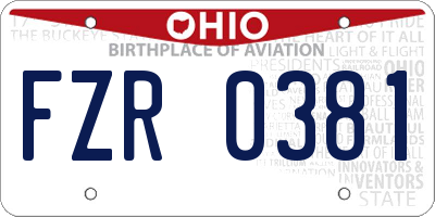 OH license plate FZR0381