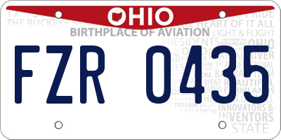 OH license plate FZR0435