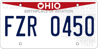 OH license plate FZR0450