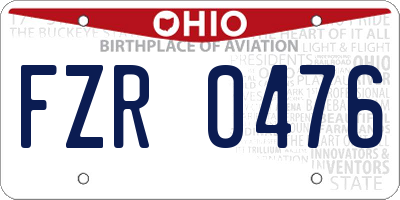 OH license plate FZR0476