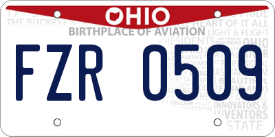 OH license plate FZR0509