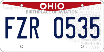 OH license plate FZR0535