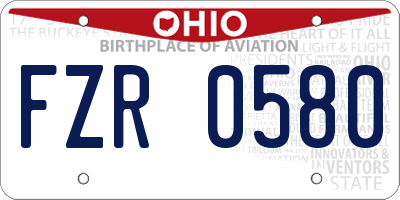 OH license plate FZR0580