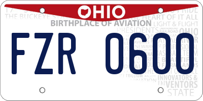 OH license plate FZR0600