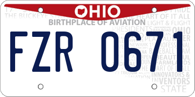 OH license plate FZR0671