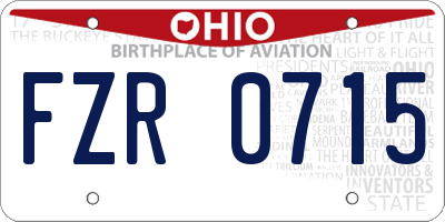 OH license plate FZR0715