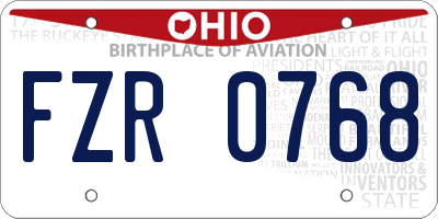OH license plate FZR0768