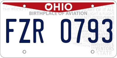 OH license plate FZR0793
