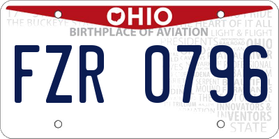 OH license plate FZR0796
