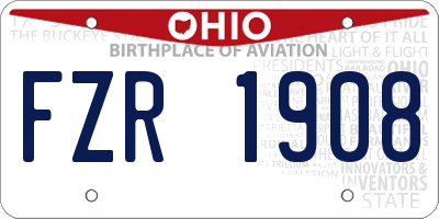 OH license plate FZR1908