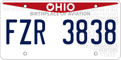 OH license plate FZR3838