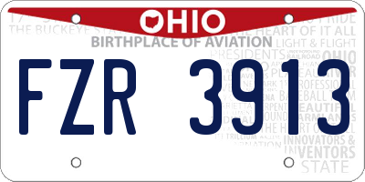 OH license plate FZR3913