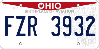 OH license plate FZR3932