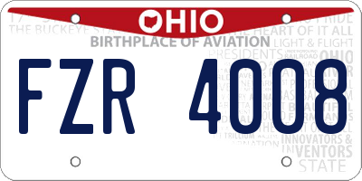 OH license plate FZR4008
