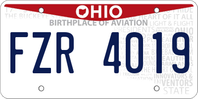 OH license plate FZR4019