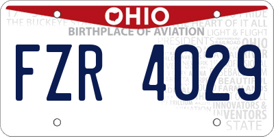 OH license plate FZR4029