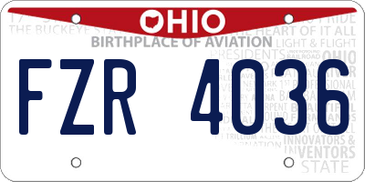 OH license plate FZR4036
