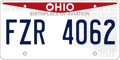 OH license plate FZR4062