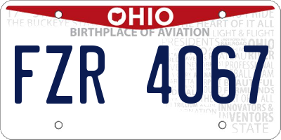 OH license plate FZR4067