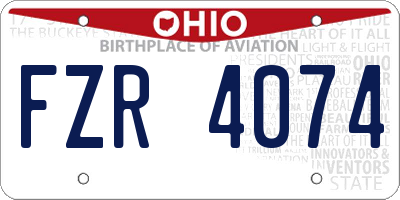 OH license plate FZR4074