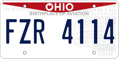 OH license plate FZR4114