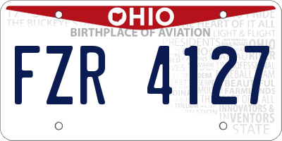 OH license plate FZR4127