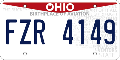 OH license plate FZR4149
