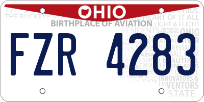 OH license plate FZR4283