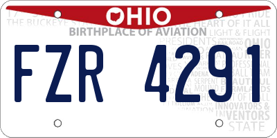 OH license plate FZR4291