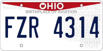 OH license plate FZR4314