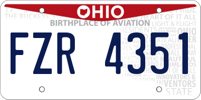 OH license plate FZR4351