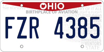 OH license plate FZR4385