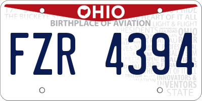 OH license plate FZR4394