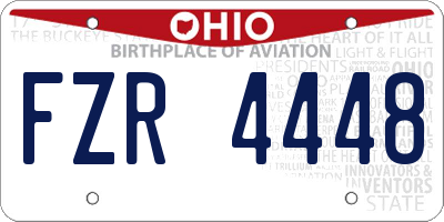 OH license plate FZR4448