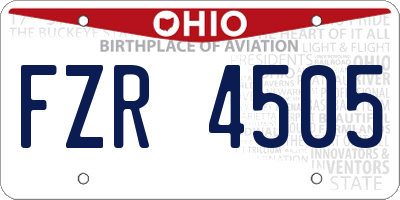 OH license plate FZR4505