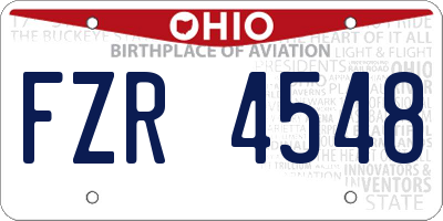 OH license plate FZR4548