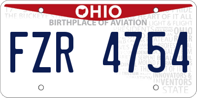 OH license plate FZR4754