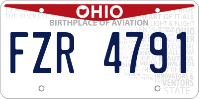 OH license plate FZR4791